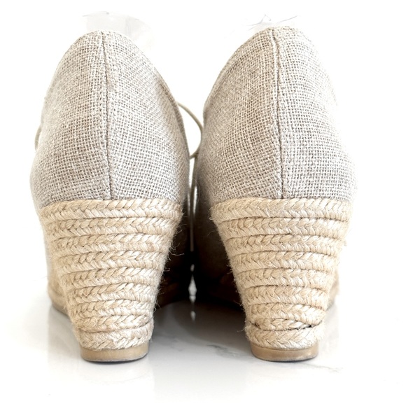 Ateliers Handmade Natural Fabric Jute Wedge Oxfords EU 41 US 10 Pointy Toe - Picture 4 of 10